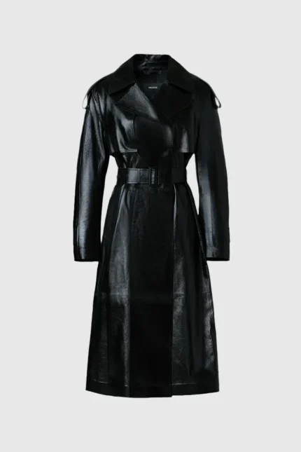 Black CARMELA Leather Trench with Belt