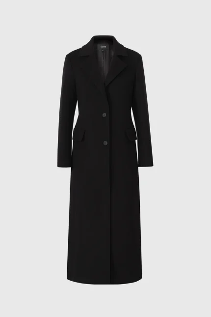 CORAZON Semi-fitted Black Wool Coat