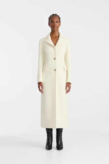 CORAZON Semi-fitted Cream Wool Coat
