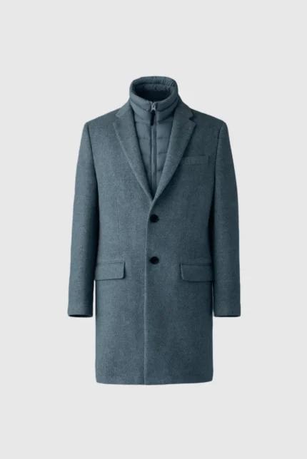 SKAI-SLB 3-in-1 Carbon Mix Wool Coat With Removable Down Liner