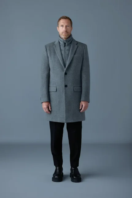 SKAI-SLB 3-in-1 Carbon Mix Wool Coat With Removable Down Liner
