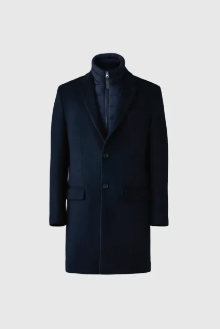 SKAI-SLB 3-in-1 Navy Wool Coat with Removable Down Liner